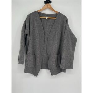 Nap 100% Gray Cashmere Open Front Cardigan Size S Cozycore Soft Casual